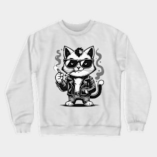 Funny Cool Cat Smoking Cigarrets Like a Gangsta Crewneck Sweatshirt